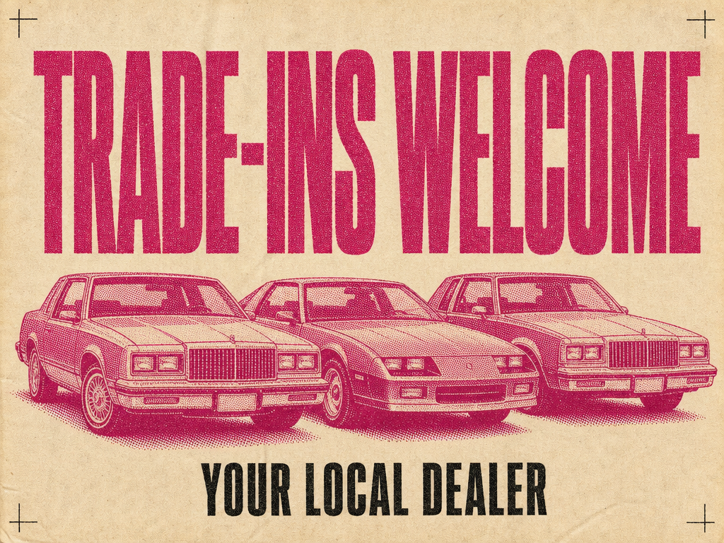 Concept vintage dealership trade-in newspaper ad