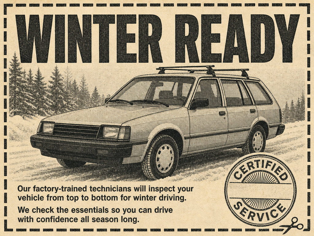 Concept vintage dealership winter service classified newspaper ad