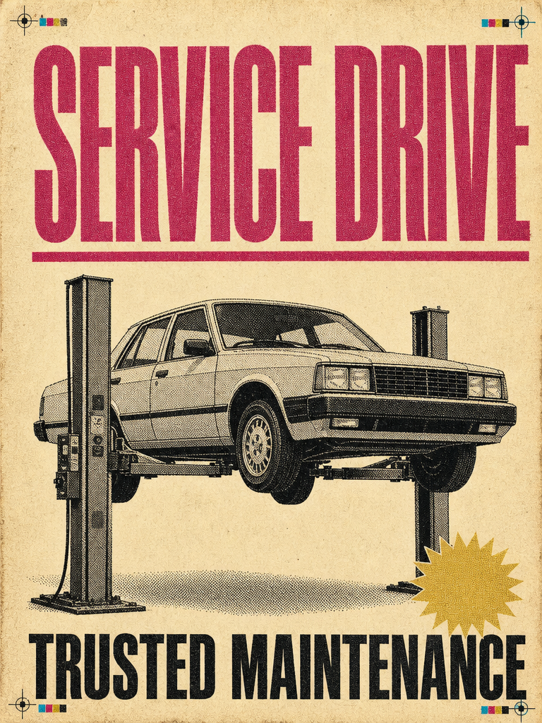 Concept vintage dealership service department newspaper ad